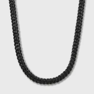 IMPERIUM JEWELRY 10mm Black Sparkling CZ Chunky Cuban Chain Necklace, Cuban Zirconia Fashion Costume Jewelry Accessory for Chain Enthusiasts, Cuban Zirconia Necklace